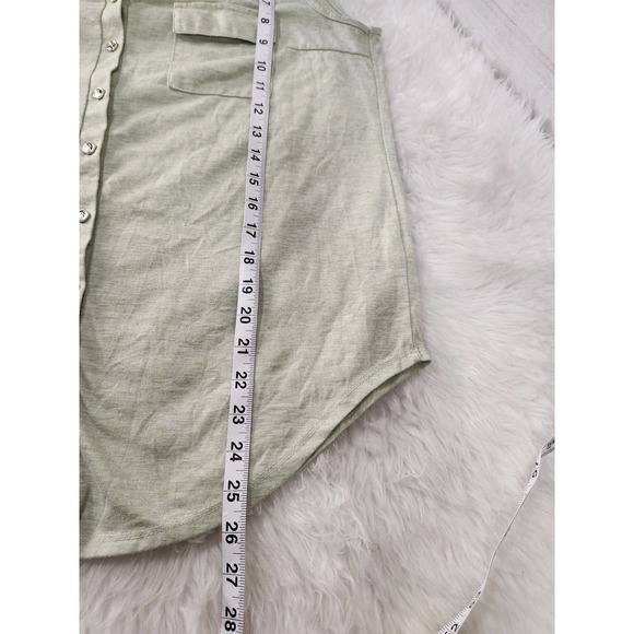 PerSeption Concept Womens Green V-Neck Sleeveless Button Front Blouse Size Large - Picture 6 of 6